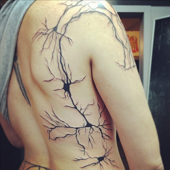 Neuron Network Science Tattoo On Back To Shoulder