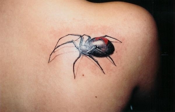 Nice 3D Black Widow Spider Tattoo