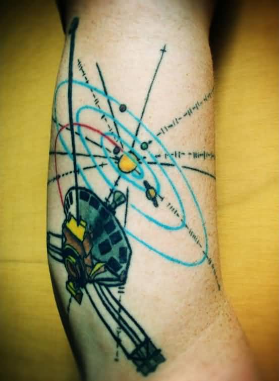 Nice Astronomy Science Tattoo On Arm