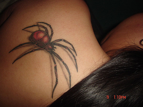 Nice Black Widow Spider Tattoo For Girls