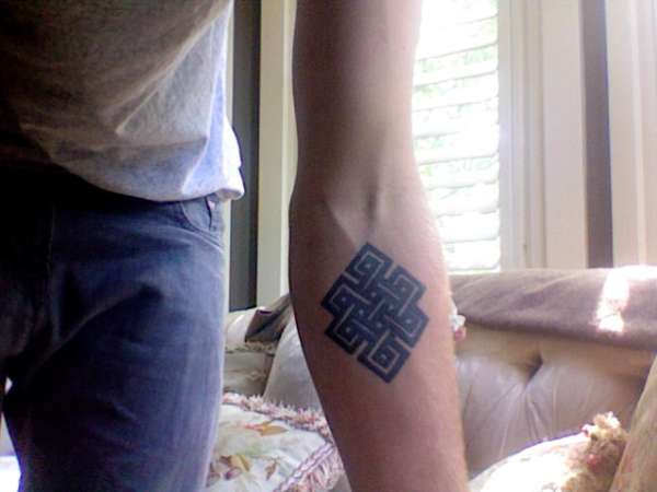 Nice Endless Knot Tattoo On Forearm For Girls