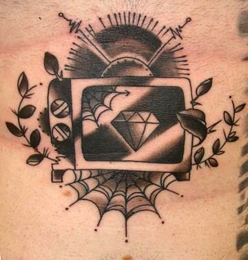 Nice Grey And Black Television Tattoo