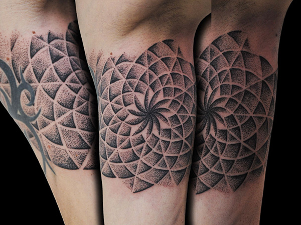Nice Grey Flower Spiral Tattoo