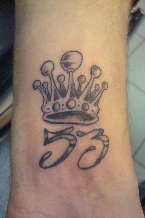 Nice King Fifty Three Number Tattoo On Wrist