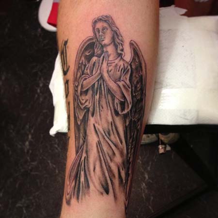Nice Praying Angel Tattoo On Forearm