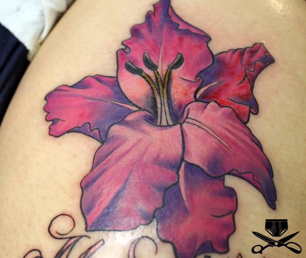Nice Red Gladiolus Tattoo