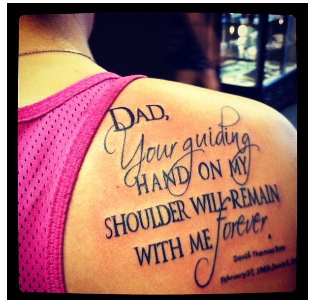 Nice Remembrance Wording Tattoo For Dad