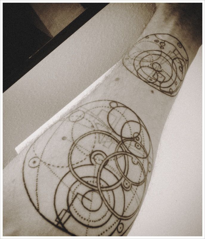 Nice Science Related Tattoo On Arm Sleeve