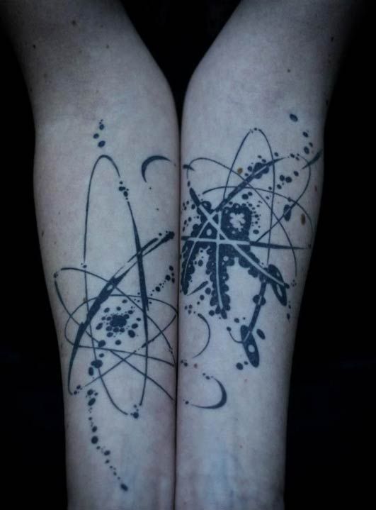 Nice Science Tattoo On Both Sleeves
