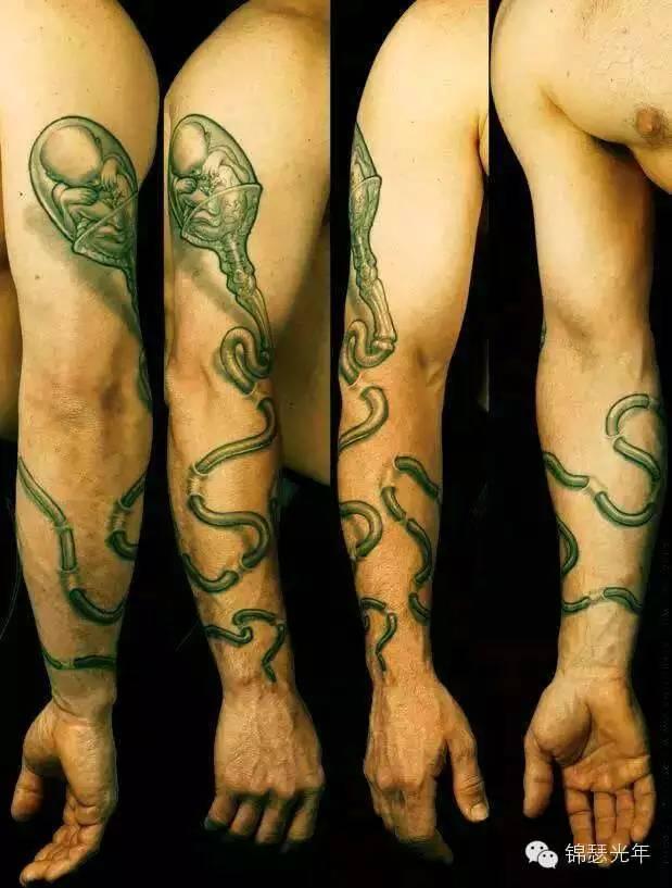 Nice Science Tattoo On Full Sleeve For Men
