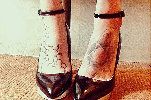 Nice Science Tattoos On Both Foots