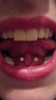 Nice Tongue Frenulum Piercing For Girls