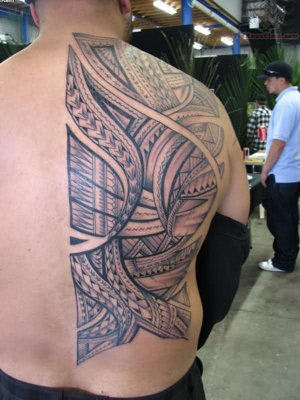 Nice Tribal Style Pattern Western Tattoo On Back