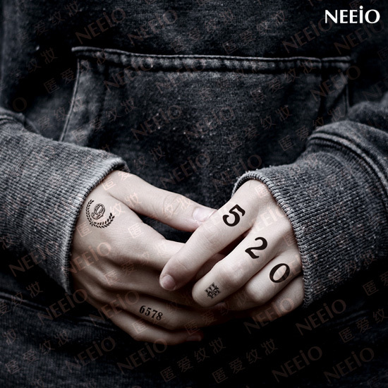 Number Temporary Tattoo On Fingers