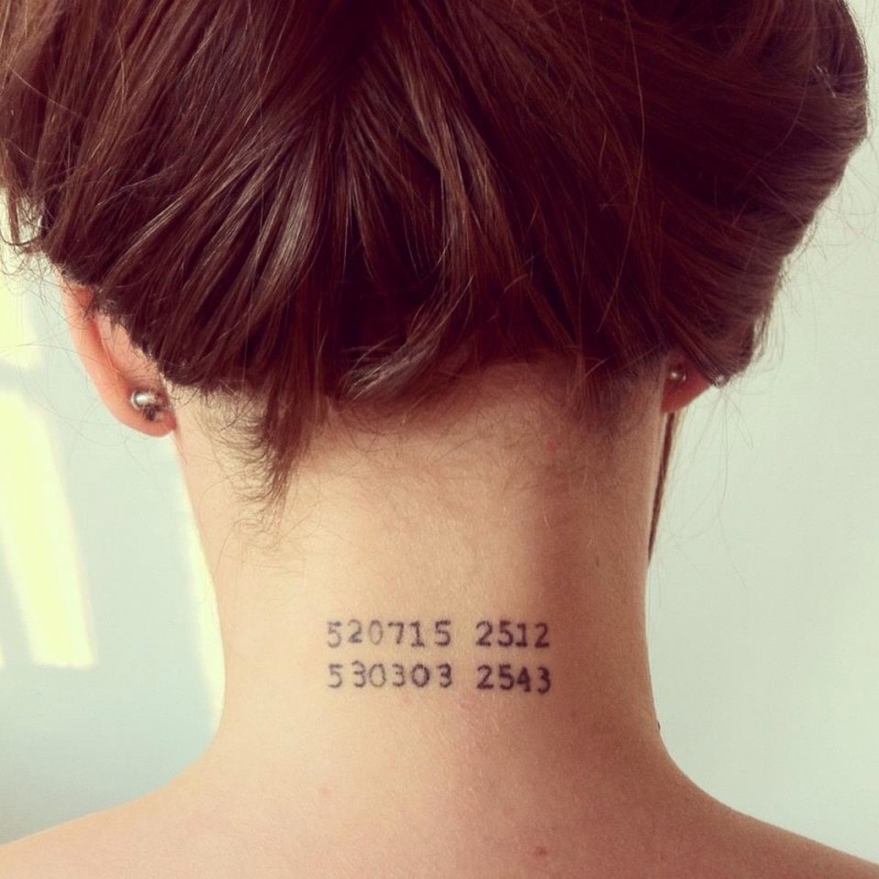 Numbers Tattoo On Nape For Girls