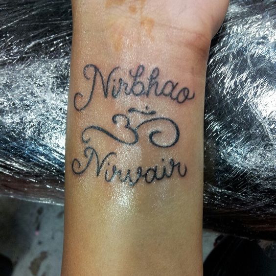 Om Nirbhao Nirvair Punjabi Tattoo On Wrist