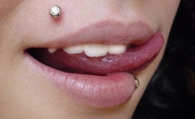 Opal Stud Top Lip Piercing Picture