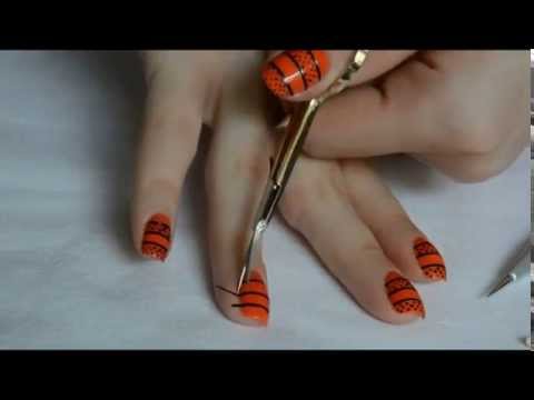 Orange And Black Nail Art Tutorial Video