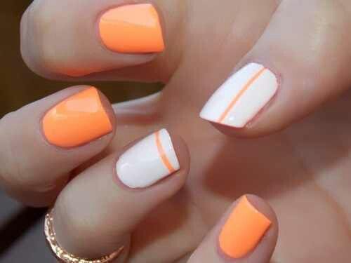 Orange And White Nail Art