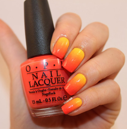 Orange And Yellow Gradient Nail Art