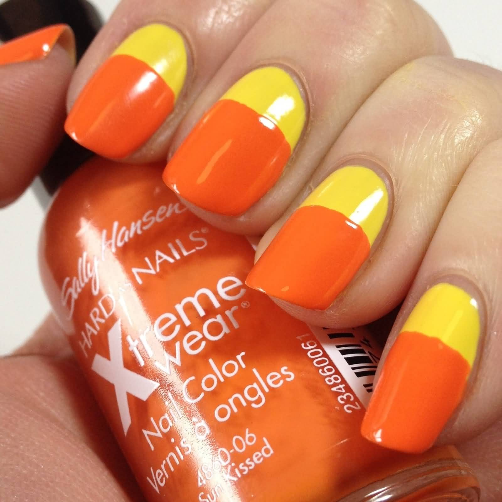 Orange And Yellow Nail Art