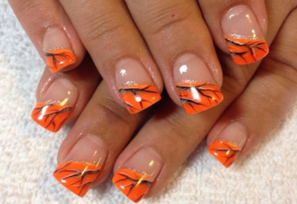 Orange Tip Nail Art Design