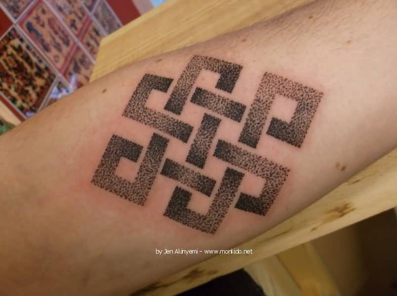 Outstanding Endless Knot Tattoo On Forearm