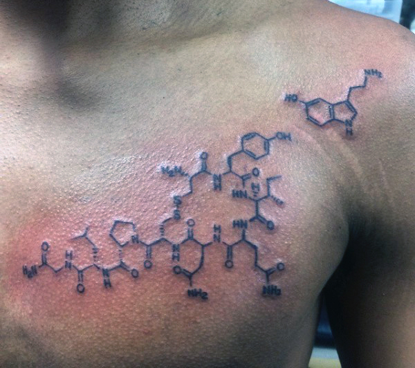Oxytocin Serotonin Molecular Science Tattoo For Men On Chest