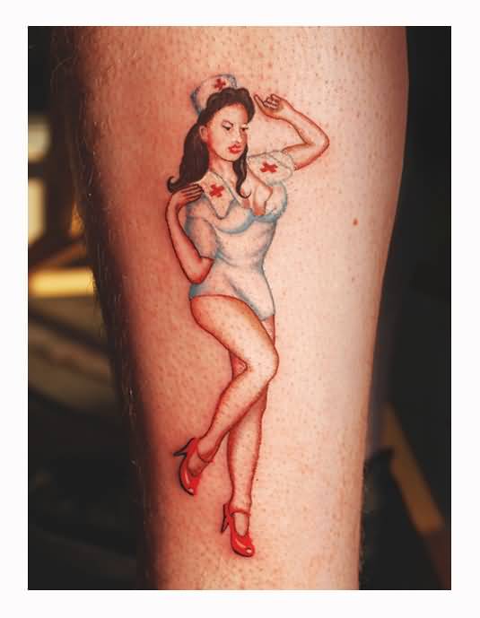 Pin Up Nurse Tattoo By Dadenko