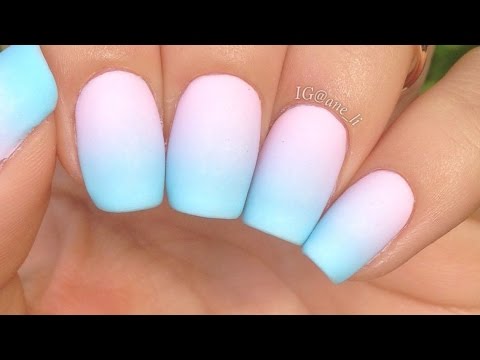 Pink And Blue Matte Pastel Gradient Nail Art Tutorial Video