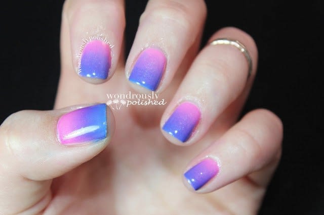 Pink And Purple Gradient Nail Art