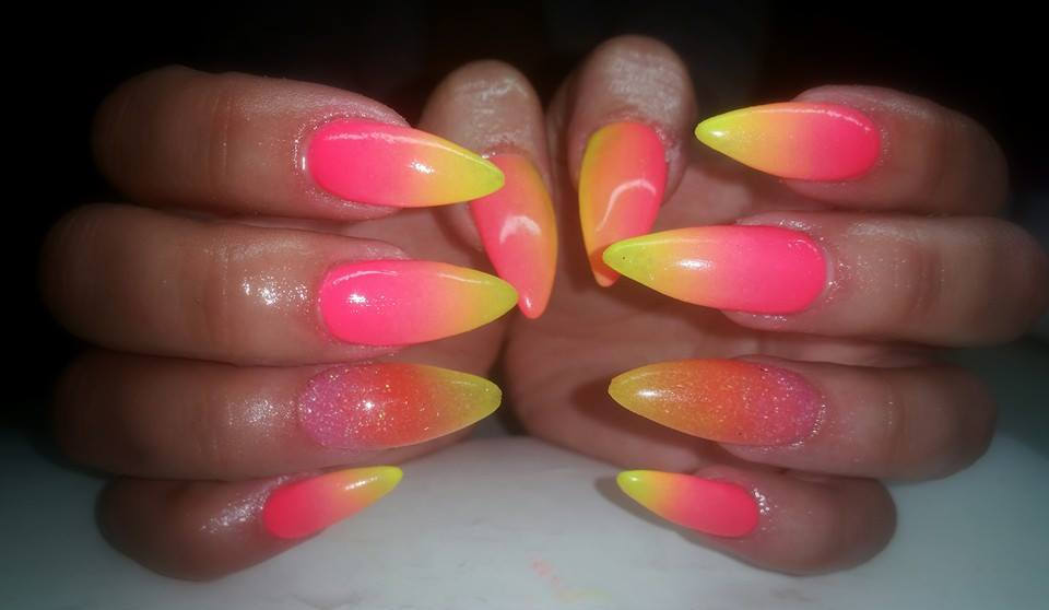 1. Pink and Yellow Ombre Nails - wide 3