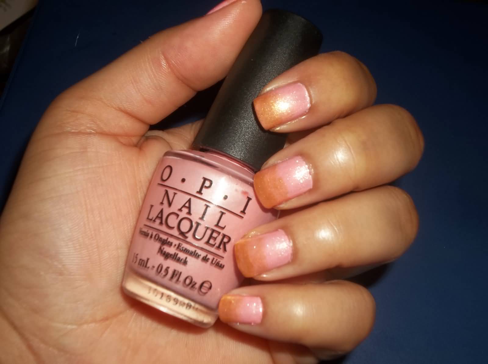 Pink Gold Gradient Nail Art