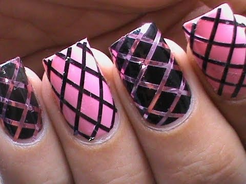 Pink Nails With Striping Tape Nail Art