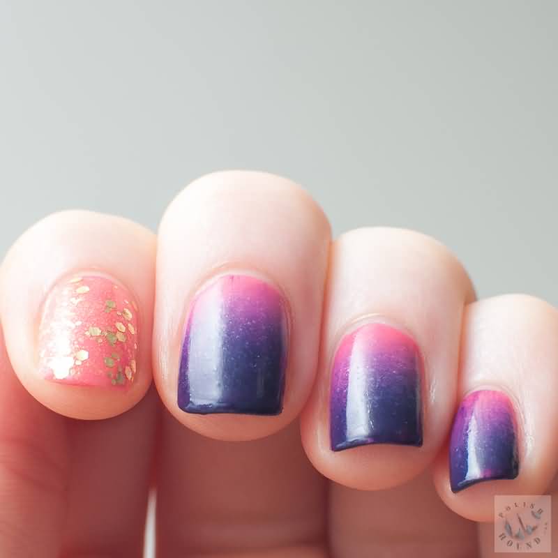 Pink Purple Gradient Nail Art