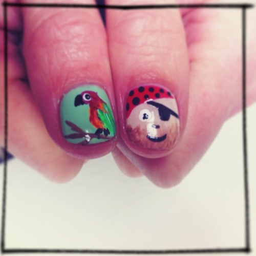 Pirate And Parrot Nail Art