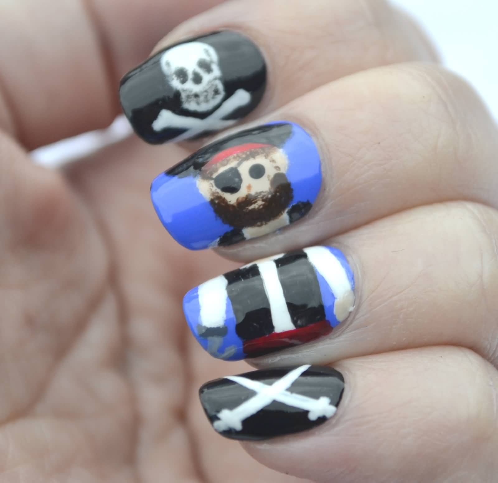 Pirate And Skull Nail Art Design