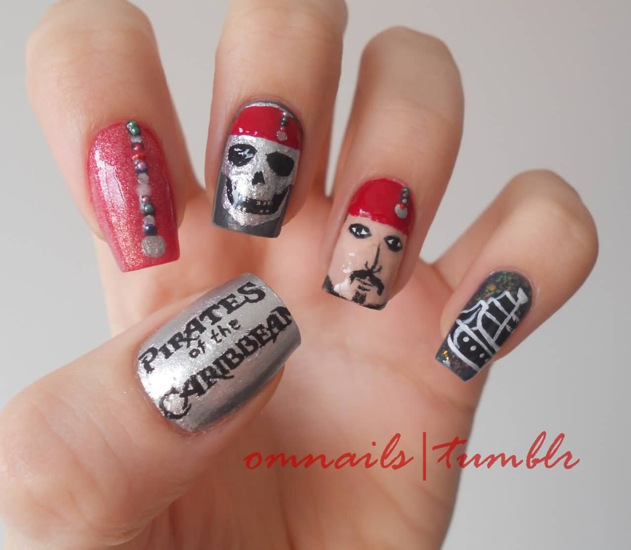 Pirates Of Caribbean Amazing Nail Art Design Idea