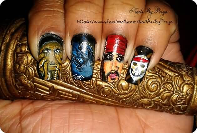 Pirates Of Caribbean Nail Art