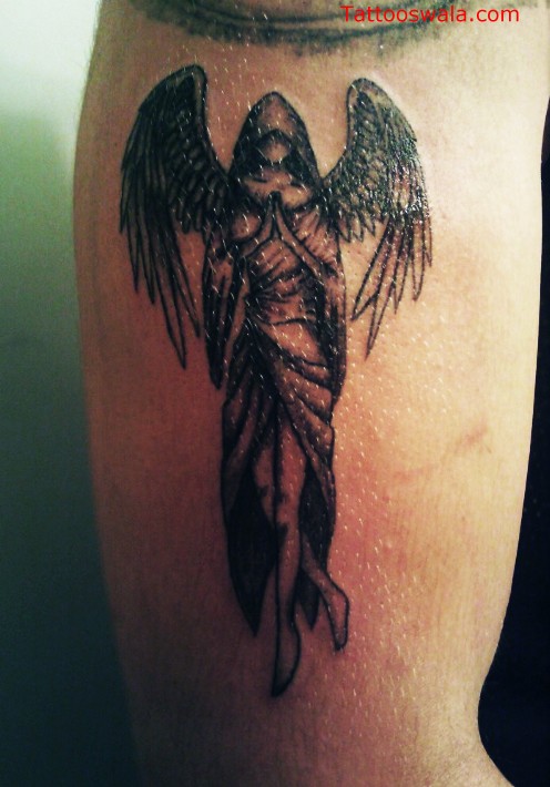 Praying Angel Tattoo On Right Half Sleeve
