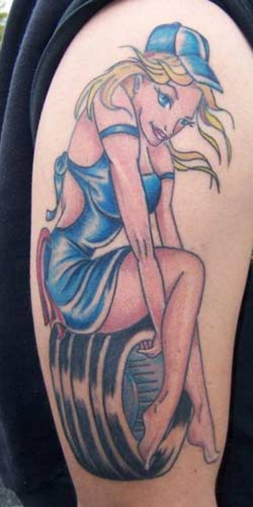 Pretty Mechanic Pin Up Girl Tattoo On Right Half Sleeve