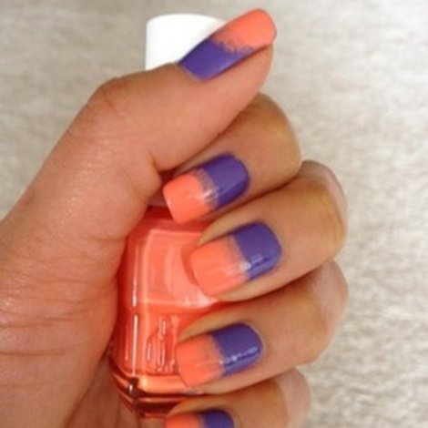 Purple And Orange Nail Art