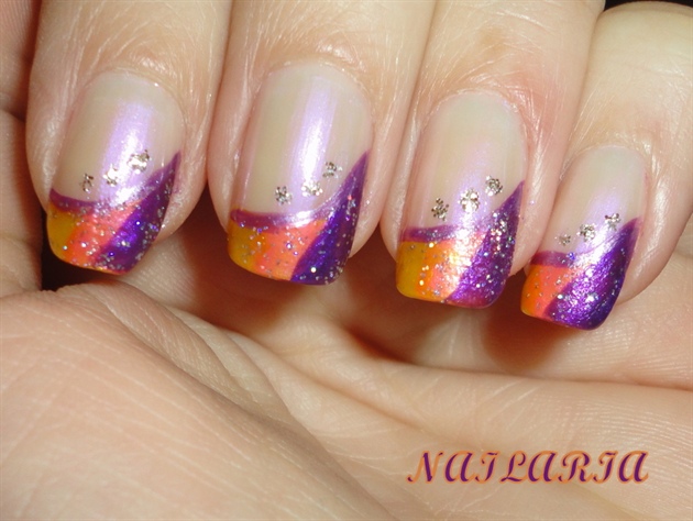 Purple And Orange Tip Nail Art Design Idea