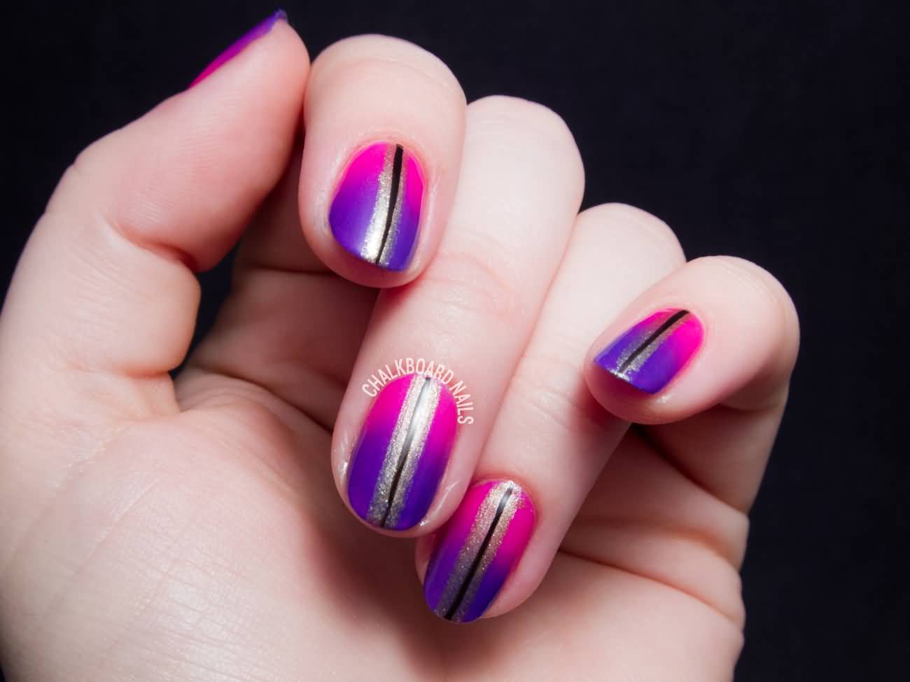 Purple And Pink Gradient Nail Art