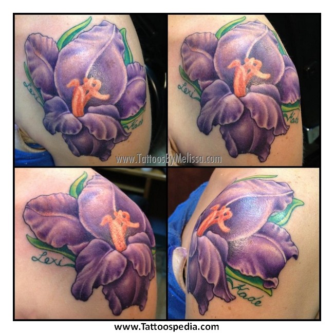 Purple Color Gladiolus Flower Tattoo