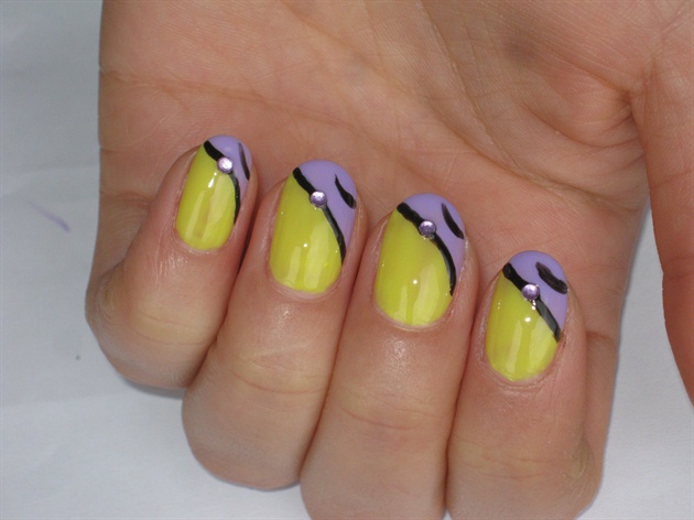 Purple Yellow Nail Art