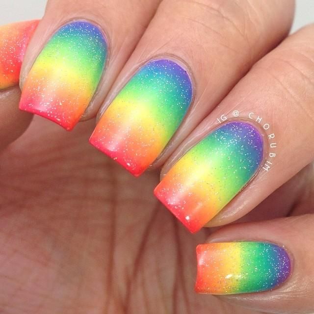 Rainbow Gradient Nail Art