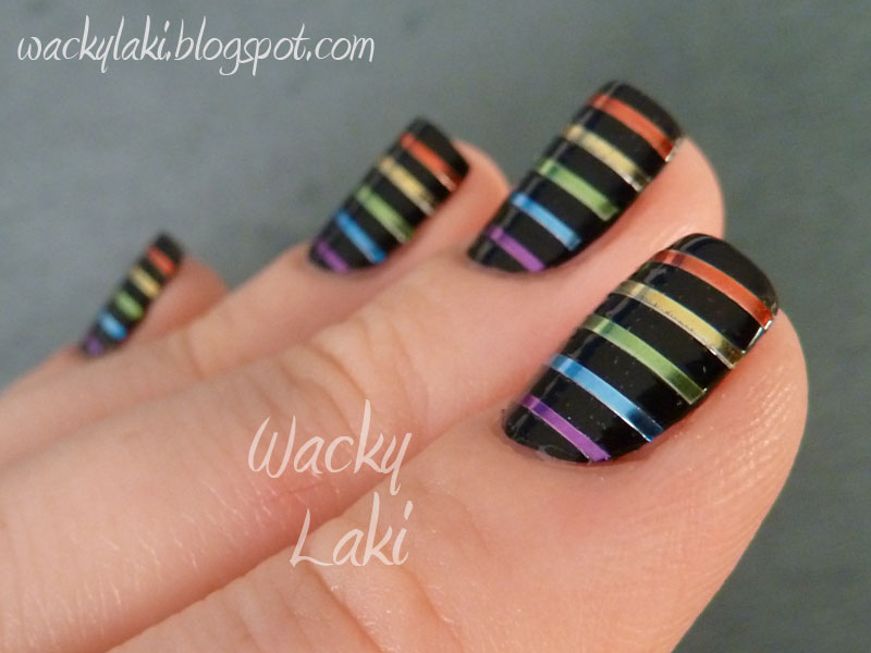 Rainbow Striping Tape Nail Art Design