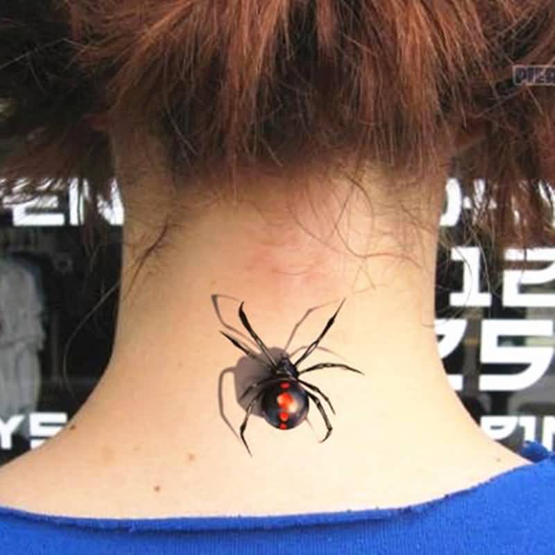 Realistic Black Widow Temporary Tattoo For Girls