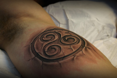 Realistic Celtic Spiral Circle Tattoo On Arm